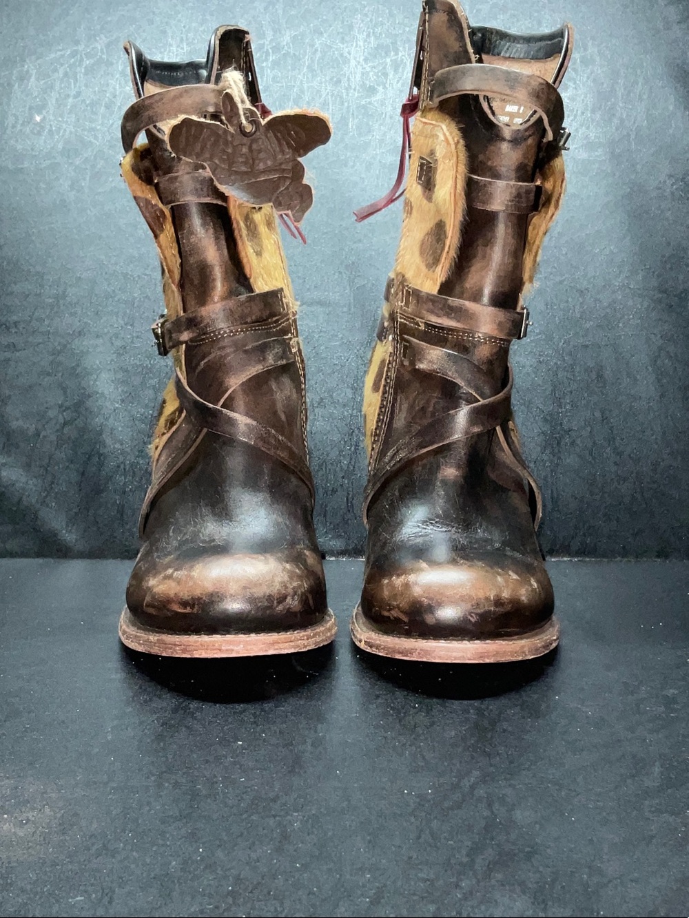 Freebird by Steven Brown Leather Cowboy Boots with Hair-On Calf Accents